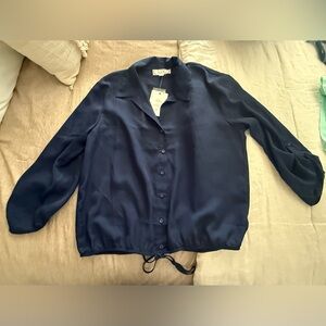 a new day Navy Button-Down Blouse
